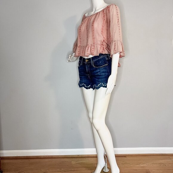 Zara Peplum Ruffled Light Pink Coral Top - Picture 2 of 4